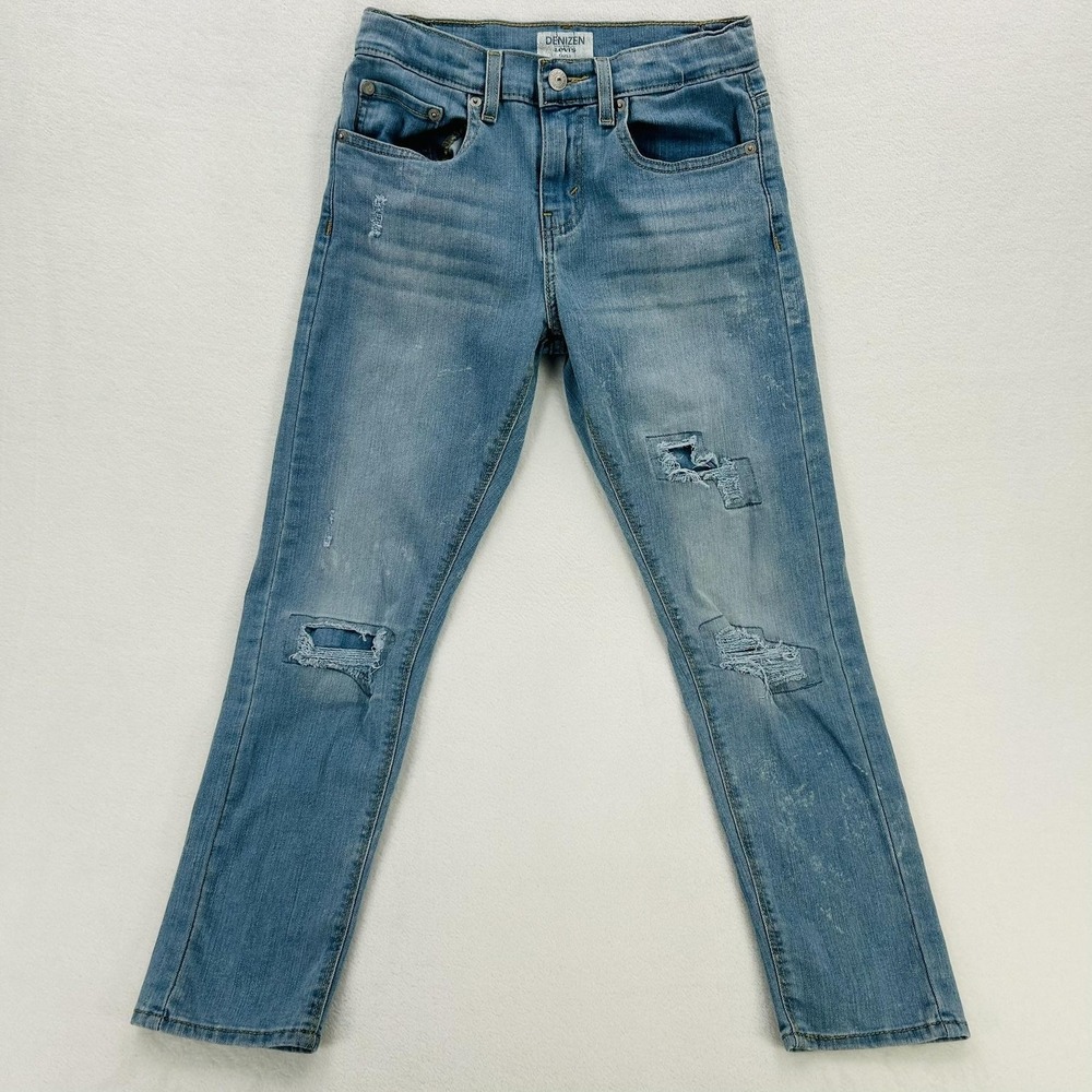 Denizen From Levis Jeans Youth 12 Blue Tapered Distressed Adjustable Waist Denim